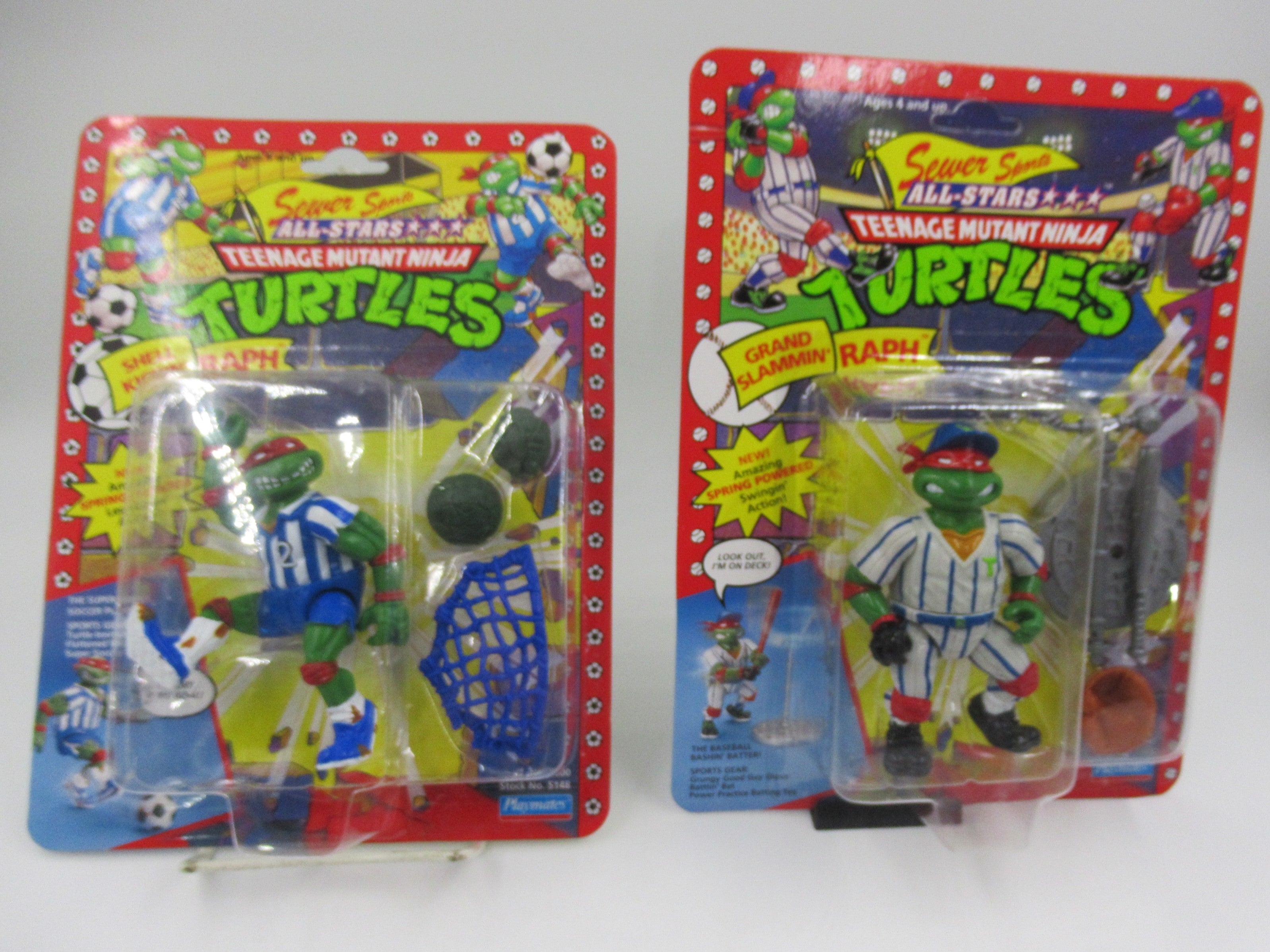 Teenage Mutant Ninja Turtles Shell Kickin' & Grand Slammin' Raph Sewer Sports All-Star 4.5" Figure TMNTs - Playmates (1991)